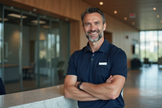 Agent de reception en polo navy professionnel