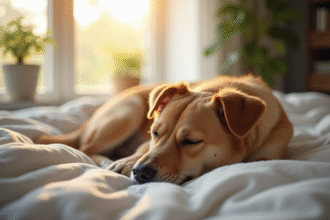 Chien paisible dormant dans une chambre moderne et chaleureuse