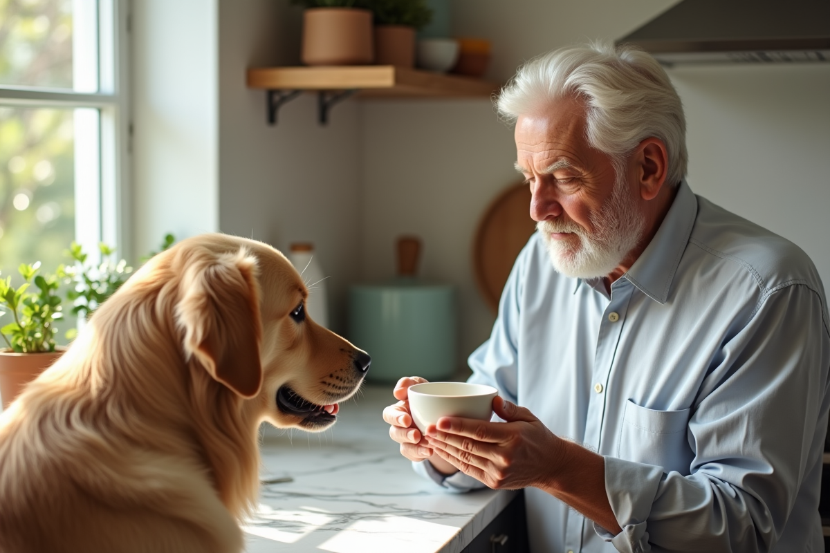 Homme senior offrant de l